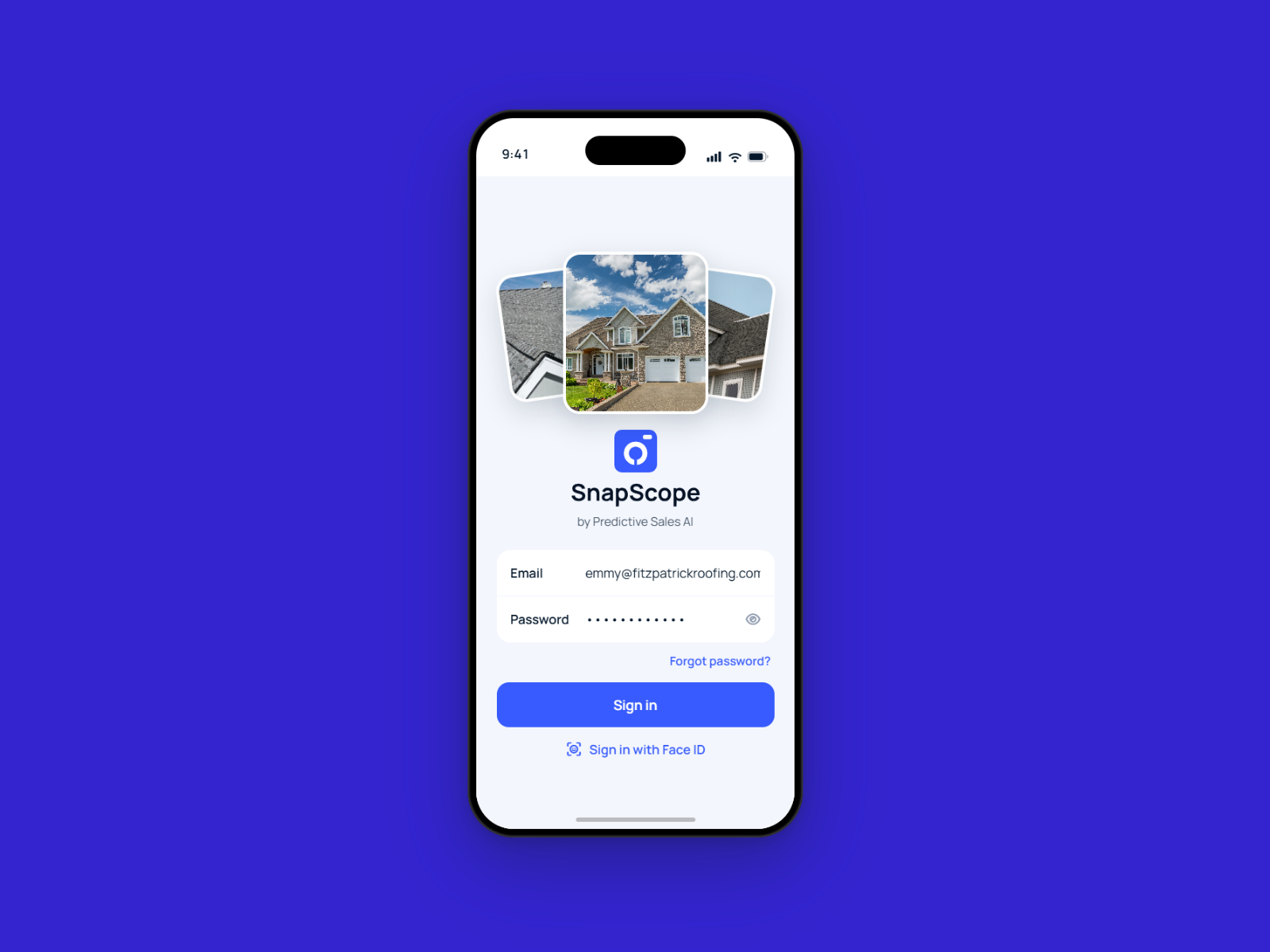 SnapScope sign-in screen