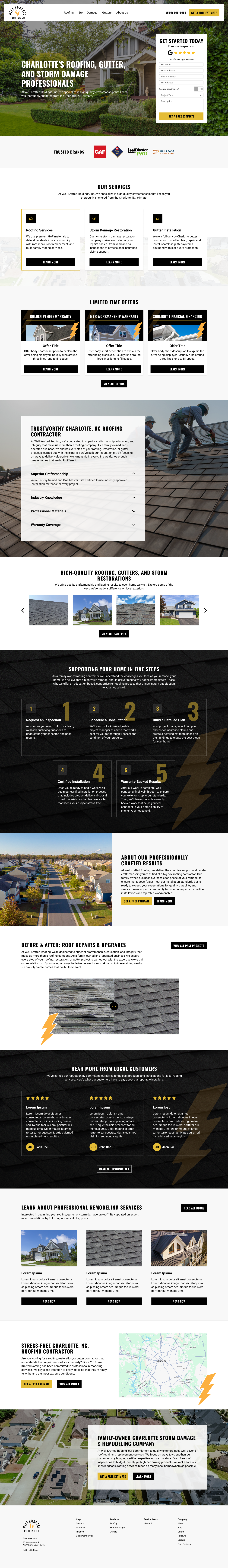 Roofing and gutters homepage design